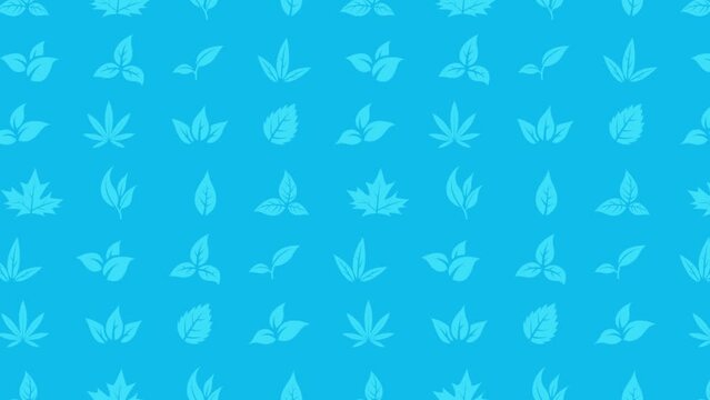 Moving Leaves Animation on a Blue Background