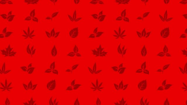 Moving Leaves Animation on a Red Background