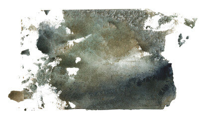 Ink Watercolor painting art blot. Abstract texture grunge color stain on white paper background.