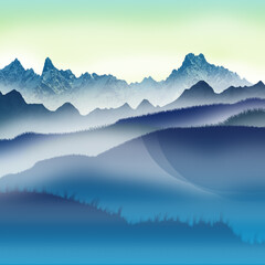 Sunset Landscape With Mountains Sky And Snow