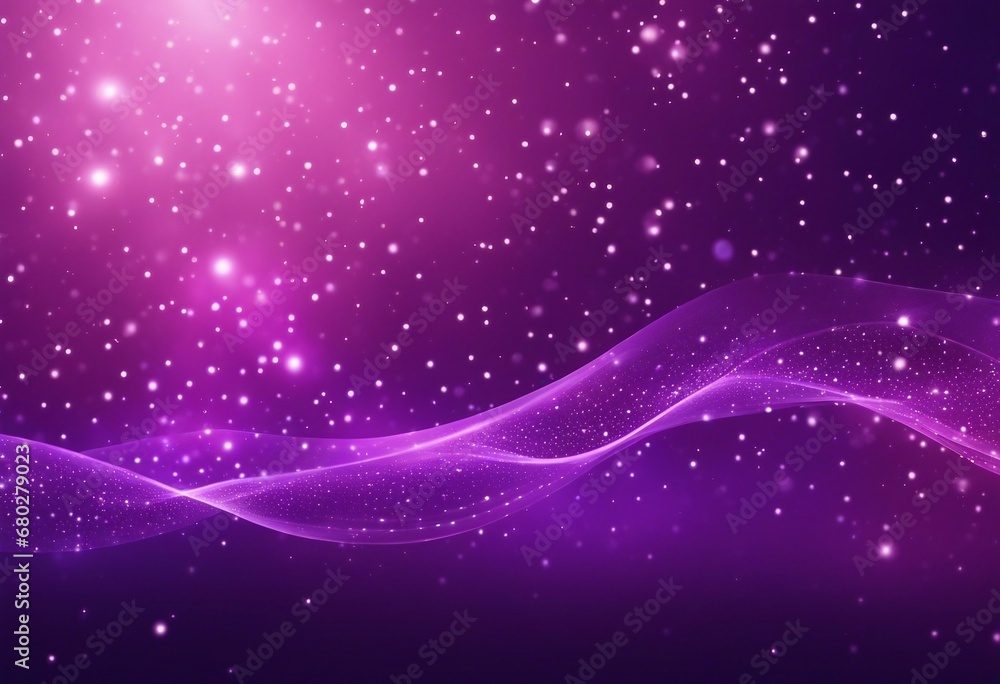 Poster digital purple particles wave and light abstract background with shining dots stars