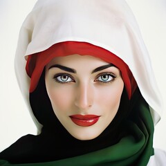 portrait of a woman, coloured eyes