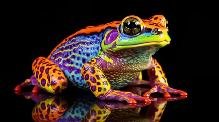 Generative AI African Bullfrog neon Color illustration photo
