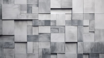  a black and white photo of a wall made up of squares and rectangles of different sizes and shapes.