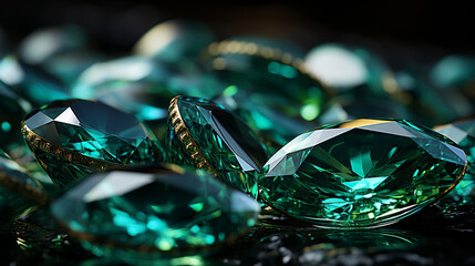 Closeup of emeralds.