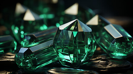 Closeup of emeralds.