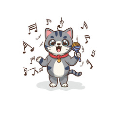 Kawaii Cat Vector Art Illustration