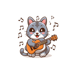 Kawaii Cat Vector Art Illustration