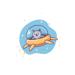 Obraz premium Astronaut Kawaii Cat Vector Illustration