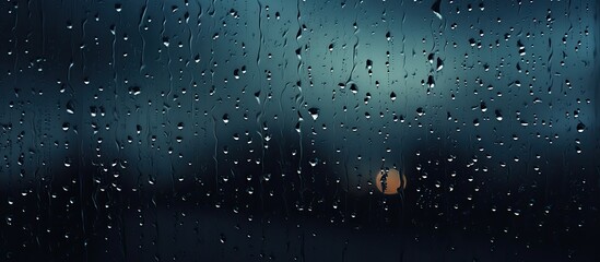 As the grey sky darkened, raindrops fell steadily, dancing on the glass window and leaving trails of endless streams, forming a mesmerizing symphony of rain.