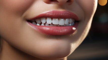 Fototapeta premium Female mouth with smile and healthy teeth.