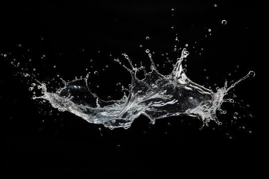  a black and white photo of water splashing on it's side, with a splash of water on the top of the image.