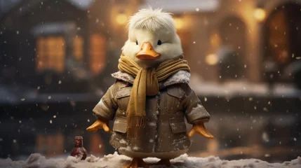 Foto op Plexiglas Illustrated children's pet duck dressed in appropriate holiday costumes © Zoran