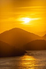 pôr do sol na cidade de Vitória, Estado do Espirito Santo, Brasil