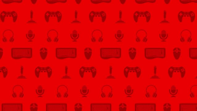 Moving Video Games Icons, Animated Red Background