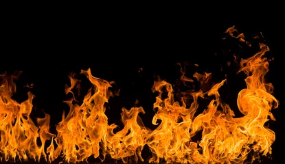 Fototapeten Feuer & Flamme fire flame background banner.play of flames on a dark background.real flames for background  © serhii