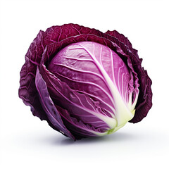 Fototapeta premium Red cabbage isolated on white background. AI Generative.
