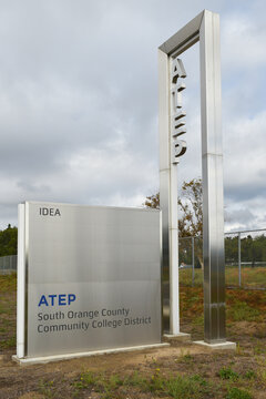 TUSTIN, CALIFORNIA - 18 NOV 2023: Sign at ATEP, Advanced Technology and Education Park,  a part of the California Community Colleges system.