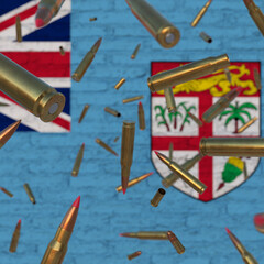 Falling Bullets in front of Fiji flag