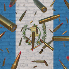 Falling Bullets in front of Guatemala flag