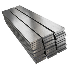 Product of engineering construction. Aluminium or steel plates isolated on background.