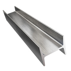 Product of engineering construction. Aluminium or steel rail profile isolated.