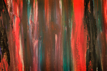 Abstract colored stripes oil paint on canvas
