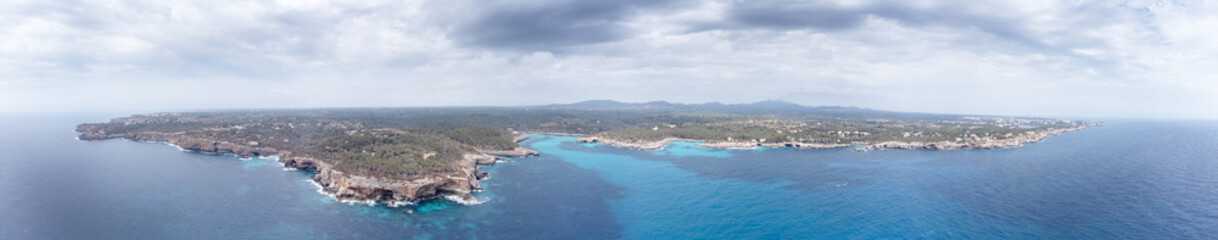 Fototapeta premium aerial view of cala mondragó in spain