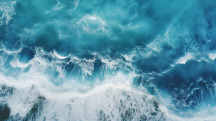 Fototapeta premium Rough Seas Symphony: A Drone's View of Ocean Majesty and Splashing Waves - created with generative AI
