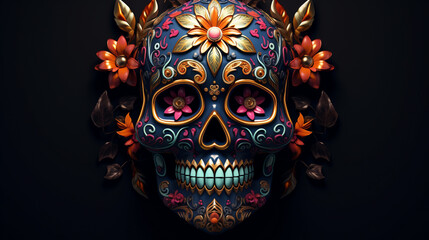  A 3D Ode to Mexico's Day of the Dead. AI generative.