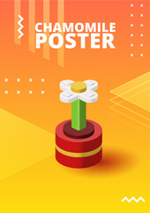 Poster with chamomile for print and design. Vector illustration.
