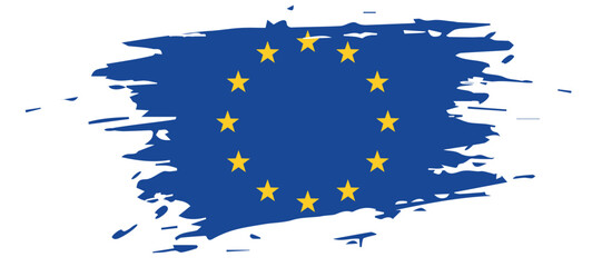 EU Europe Union flag Grunge splash texture emblem with drops 