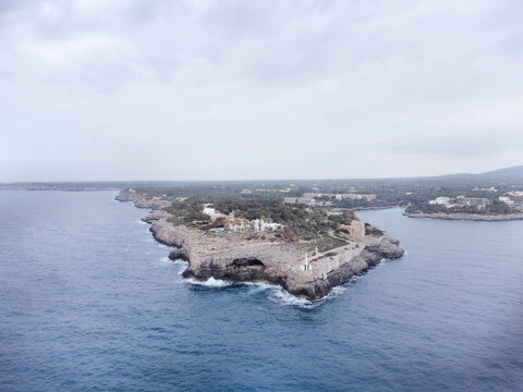 aerial view of harbor in spain