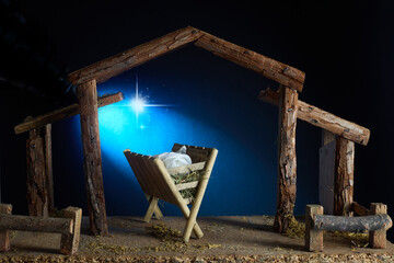 Christmas Nativity Scene of baby Jesus in the manger