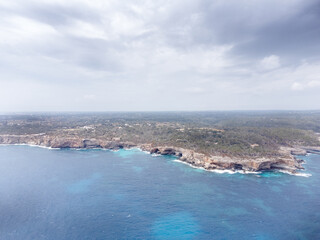 Fototapeta premium aerial view of cala mondragó in spain