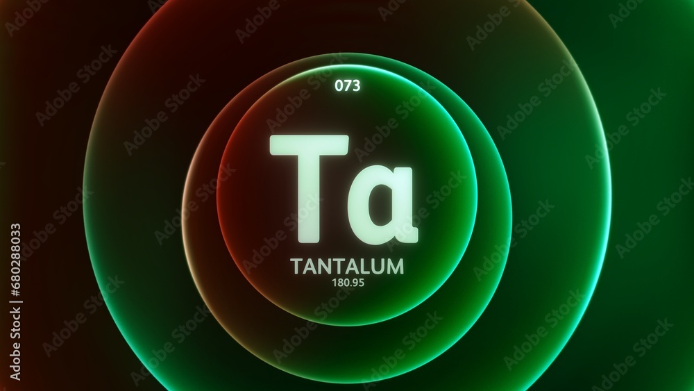 Wall mural tantalum as element 73 of the periodic table. concept illustration on abstract green red gradient ri