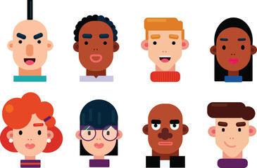 set of funny cartoon people flat design. Avatars design