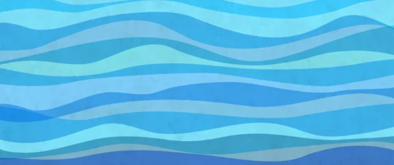 Papier Peint photo Lavable Bleu Blue watercolor waves background. Ocean abstract waves vector lines wallpaper. Blue sea illustration for background. Striped background with watercolor texture.