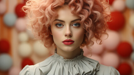 Fototapeta premium beautiful woman with curly hair