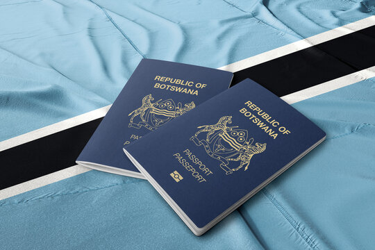 Botswana passport on its flag top view