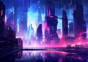 Neon Futurism Cityscape