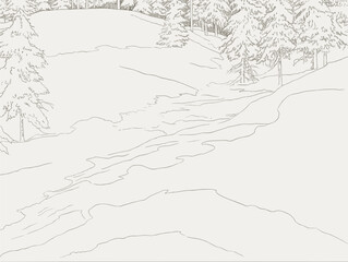 A Snowy Landscape With Trees And A Fence - Christmas Greetings - a snow covered landscpe