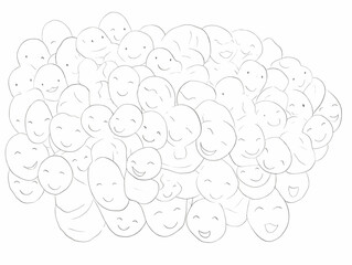 A Group Of People With Different Faces - happy Emojis different expressions in hand-drawn style