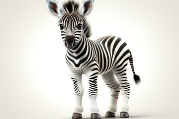 Cute baby zebra isolated on a white background