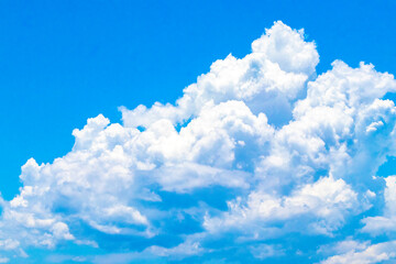 Blue sky with beautiful clouds on sunny day in Mexico.