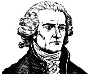 A Black And White Drawing Of A Man - Jean Jacques Rousseau.