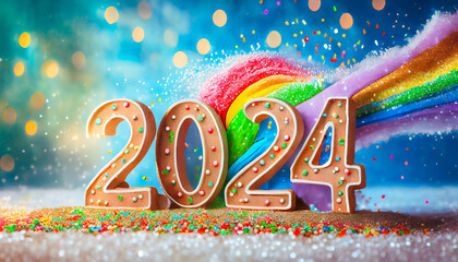 Happy new year 2024 LGBT - obrazy, fototapety, plakaty