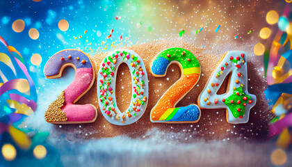 Happy new year 2024 LGBT - obrazy, fototapety, plakaty