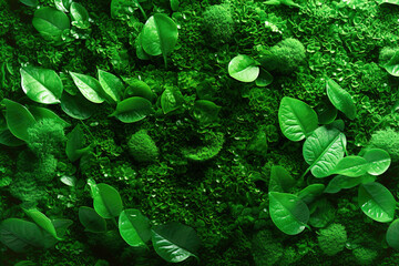Background of Verdant Close-Up of a Lush Plant with Vibrant Green Leaves.