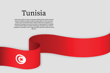 Fototapeta premium Ribbon flag of Tunisia. Celebration background